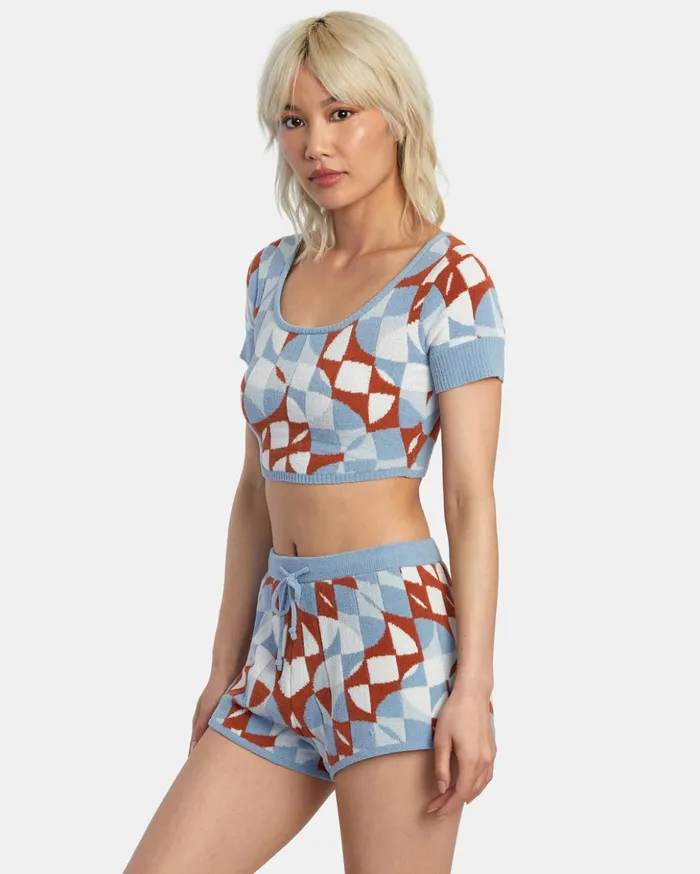 RVCA Tops Geode Knitted Crop Top Sandlewood 8211 Women