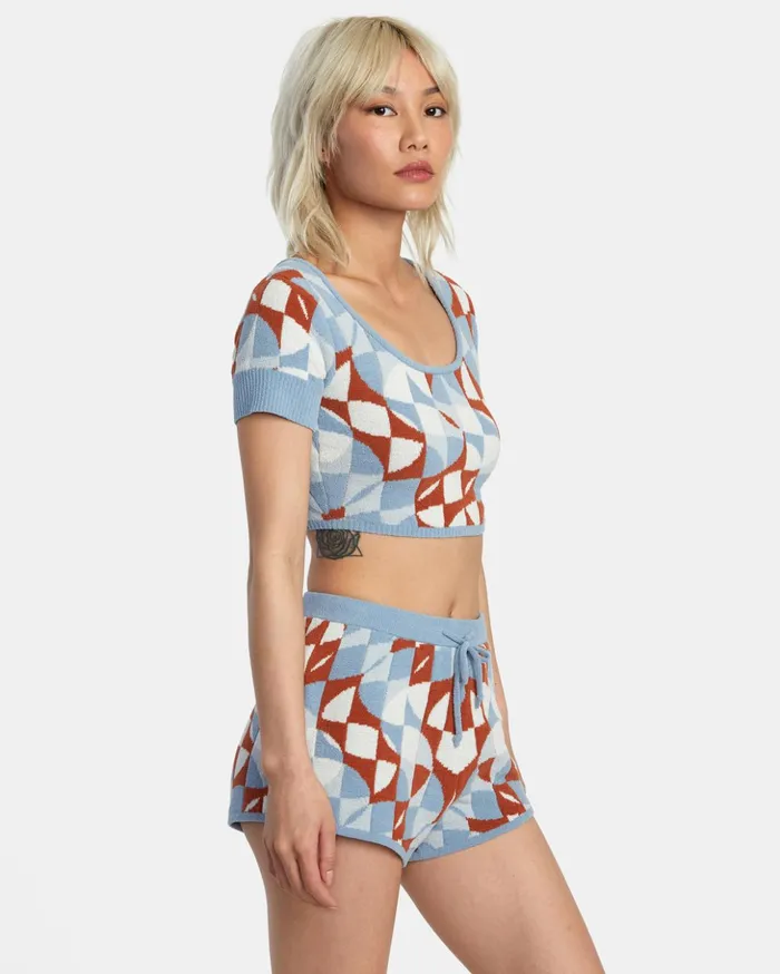RVCA Tops Geode Knitted Crop Top Sandlewood 8211 Women