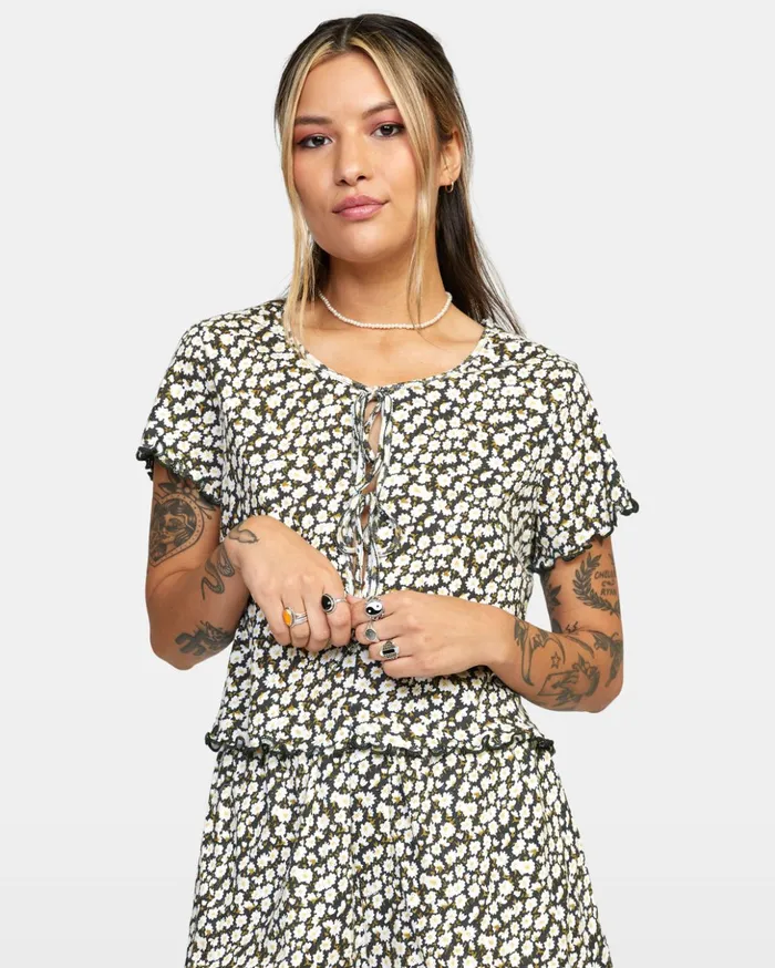RVCA Tops In Your Dreams Pointelle Knit Top Black 8211 Women