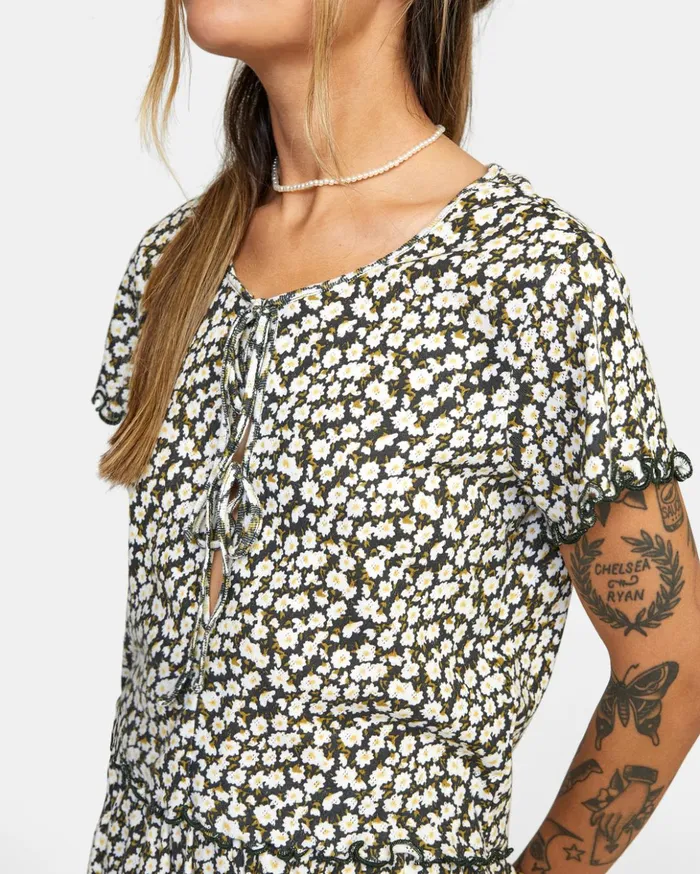RVCA Tops In Your Dreams Pointelle Knit Top Black 8211 Women
