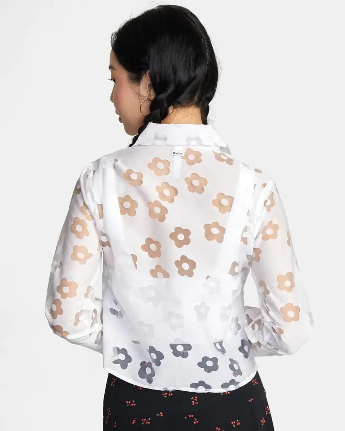 RVCA Tops Jagger Long Sleeve Blouse Whisper White 8211 Women