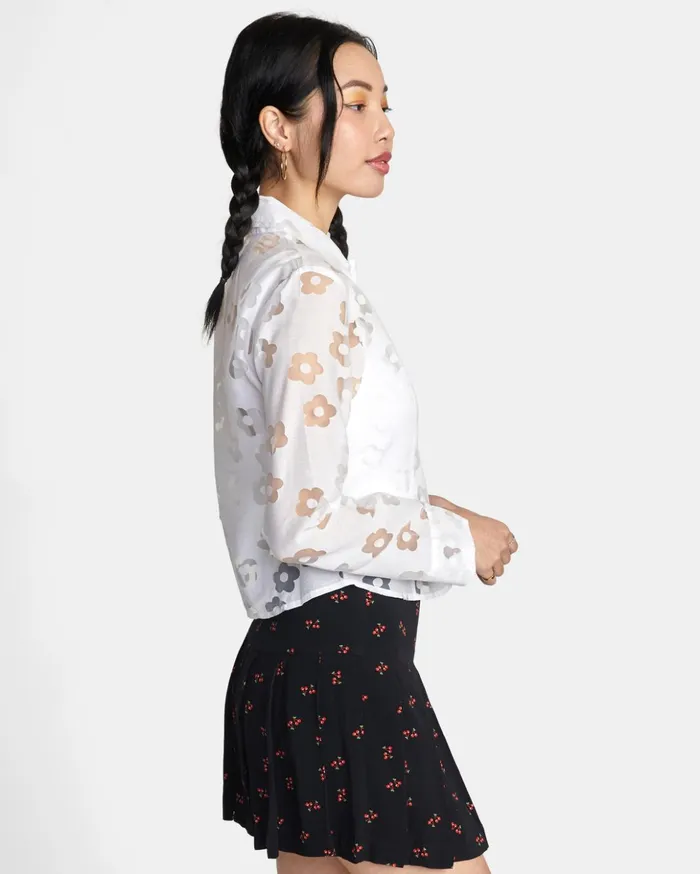 RVCA Tops Jagger Long Sleeve Blouse Whisper White 8211 Women