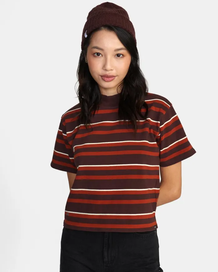 RVCA Tops Kinney Mock Neck Tee Espresso 8211 Women