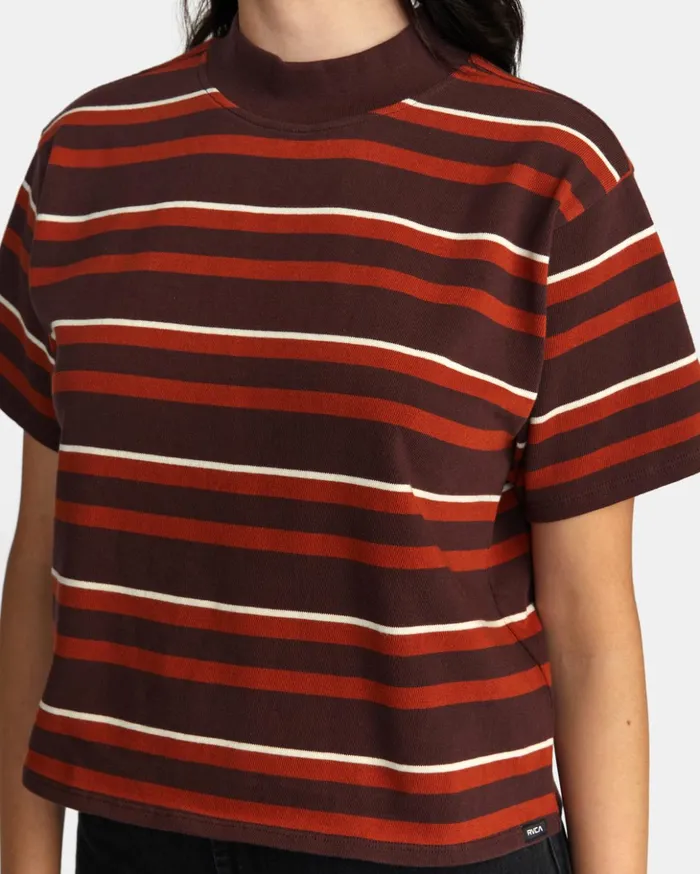 RVCA Tops Kinney Mock Neck Tee Espresso 8211 Women