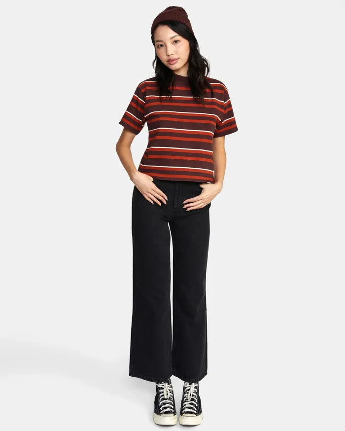RVCA Tops Kinney Mock Neck Tee Espresso 8211 Women