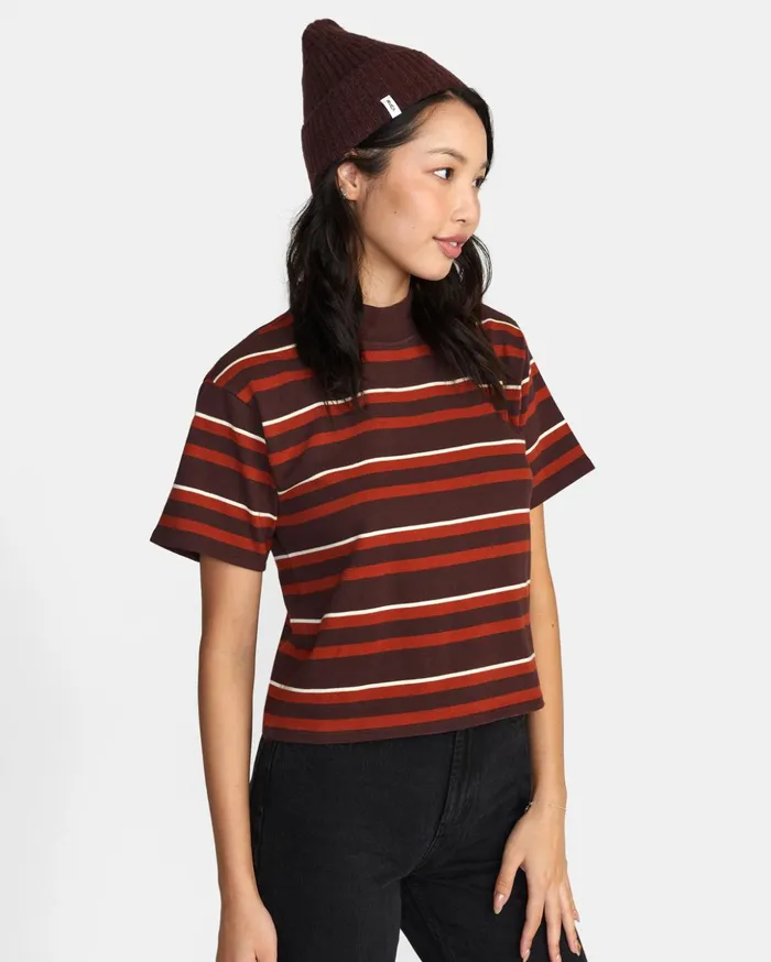 RVCA Tops Kinney Mock Neck Tee Espresso 8211 Women
