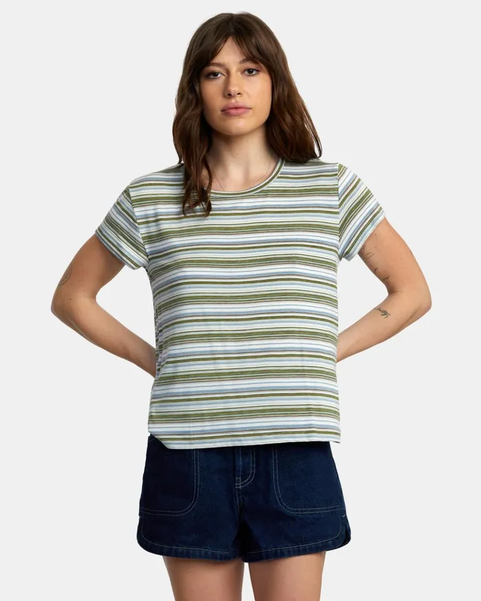 RVCA Tops Recess 3 Crewneck Tee Sea Spray 8211 Women