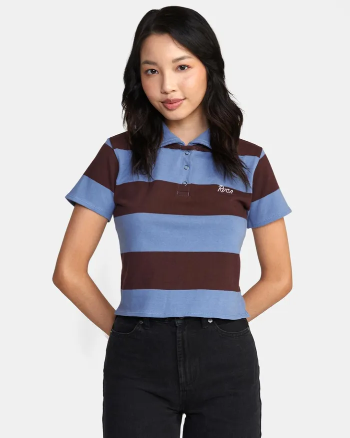 RVCA Tops Replay Cropped Polo Tee Infinity Blue 8211 Women