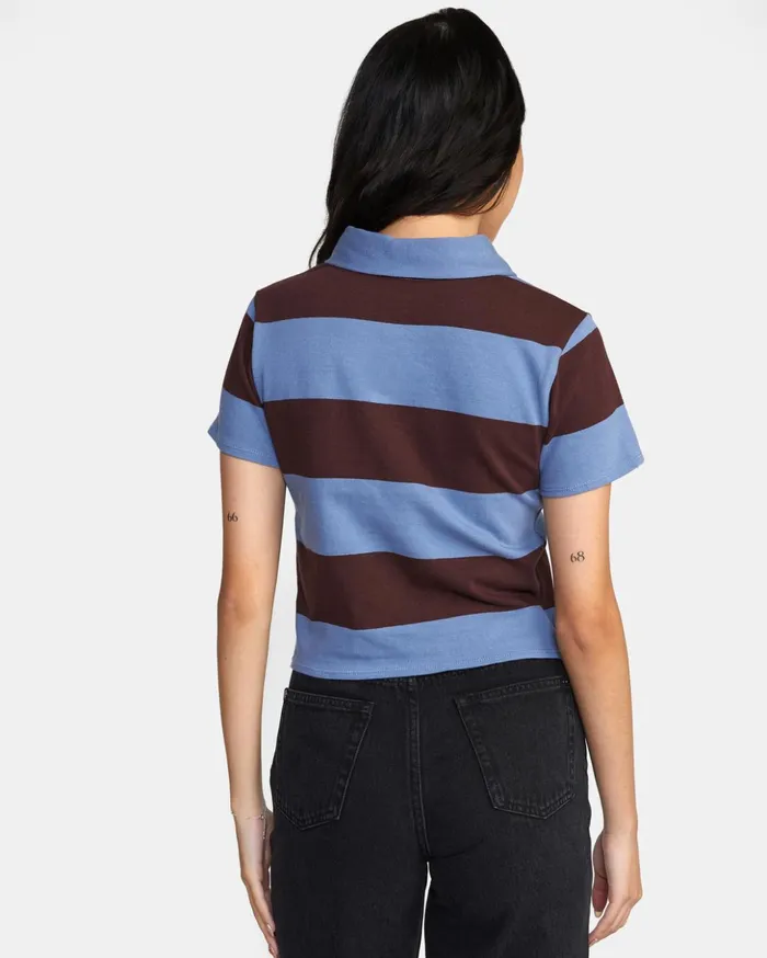 RVCA Tops Replay Cropped Polo Tee Infinity Blue 8211 Women