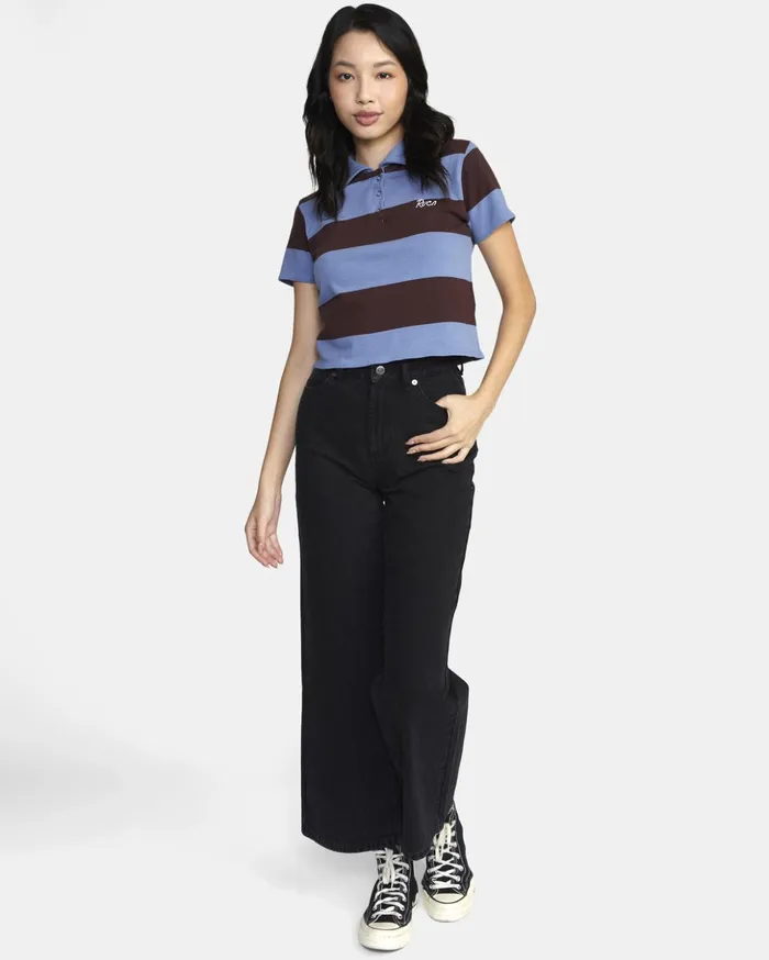 RVCA Tops Replay Cropped Polo Tee Infinity Blue 8211 Women