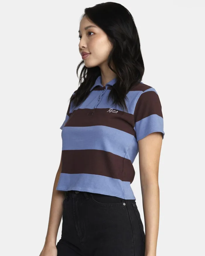 RVCA Tops Replay Cropped Polo Tee Infinity Blue 8211 Women