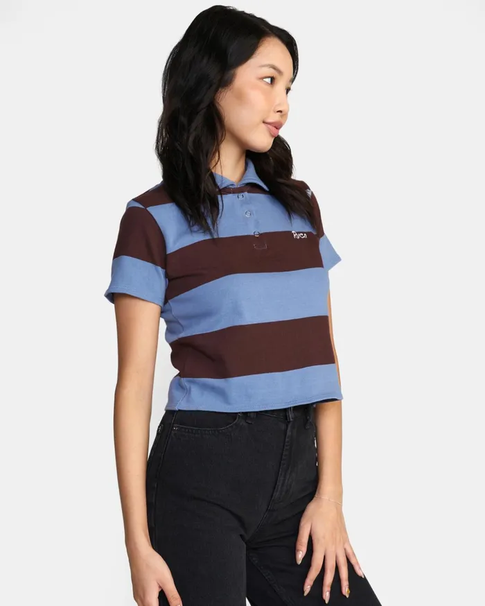 RVCA Tops Replay Cropped Polo Tee Infinity Blue 8211 Women