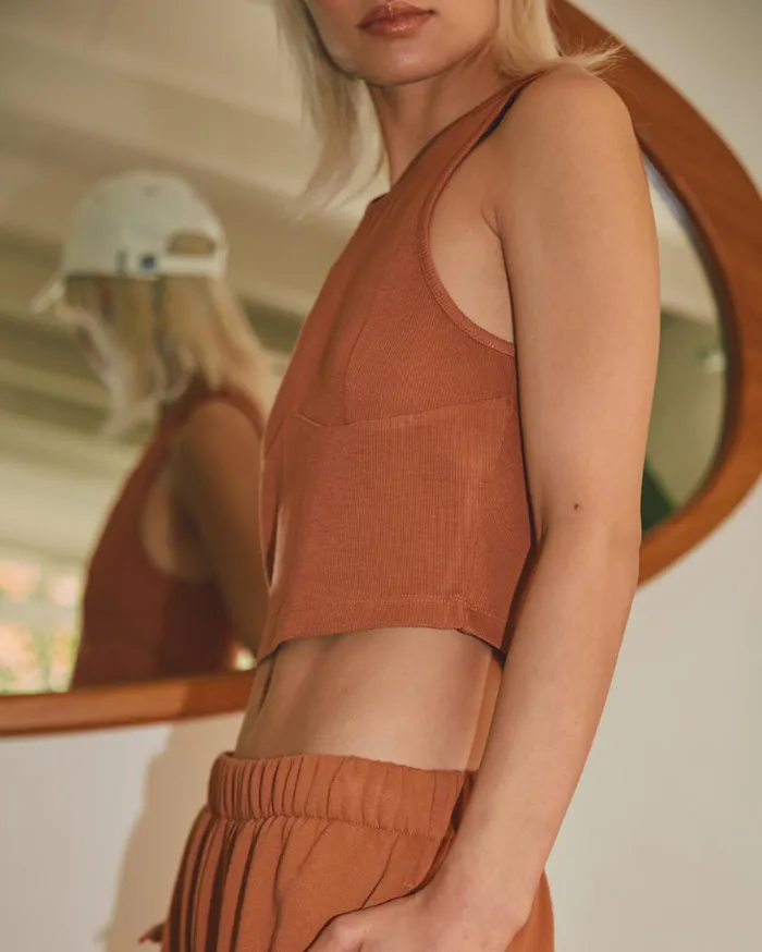 RVCA Tops Test Drive Cropped Tank Top Amber 8211 Women