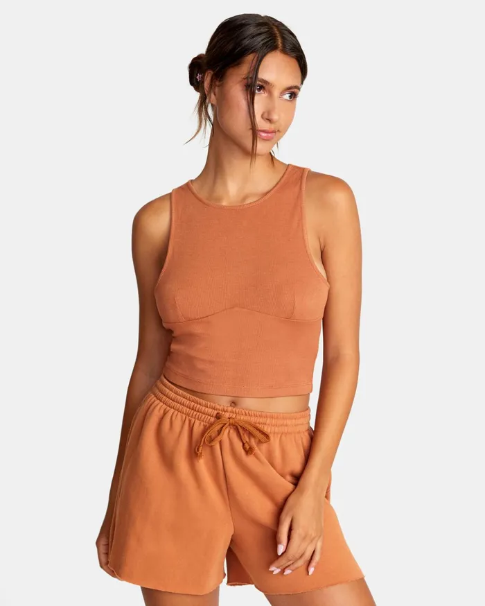 RVCA Tops Test Drive Cropped Tank Top Amber 8211 Women
