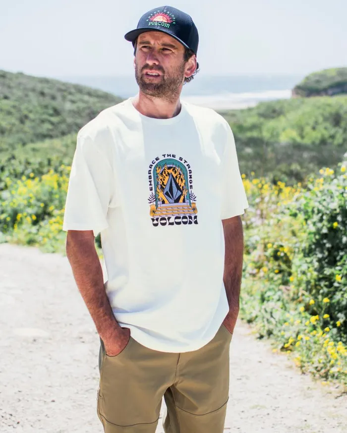 Sacred Stone Short Sleeve Tee 8211 Off White Mens Volcom Tops and Tees
