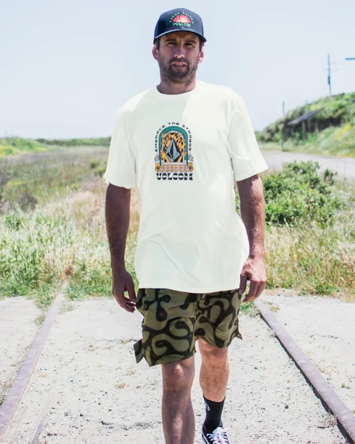 Sacred Stone Short Sleeve Tee 8211 Off White Mens Volcom Tops and Tees