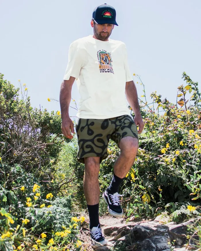 Sacred Stone Short Sleeve Tee 8211 Off White Mens Volcom Tops and Tees