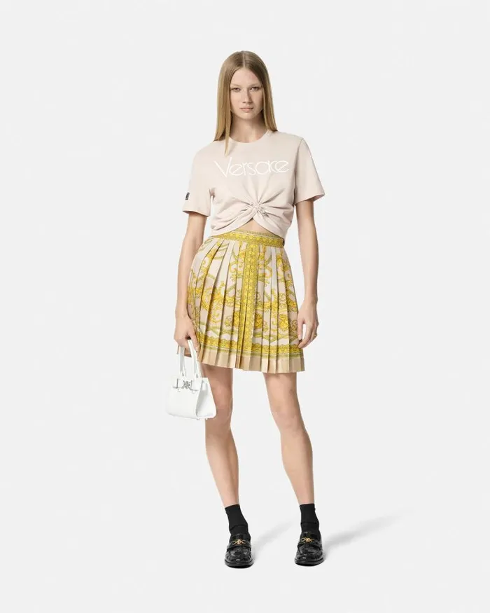 Safety Pin Crop Logo TShirt Light Pink Women Versace TShirts and Sweatshirts
