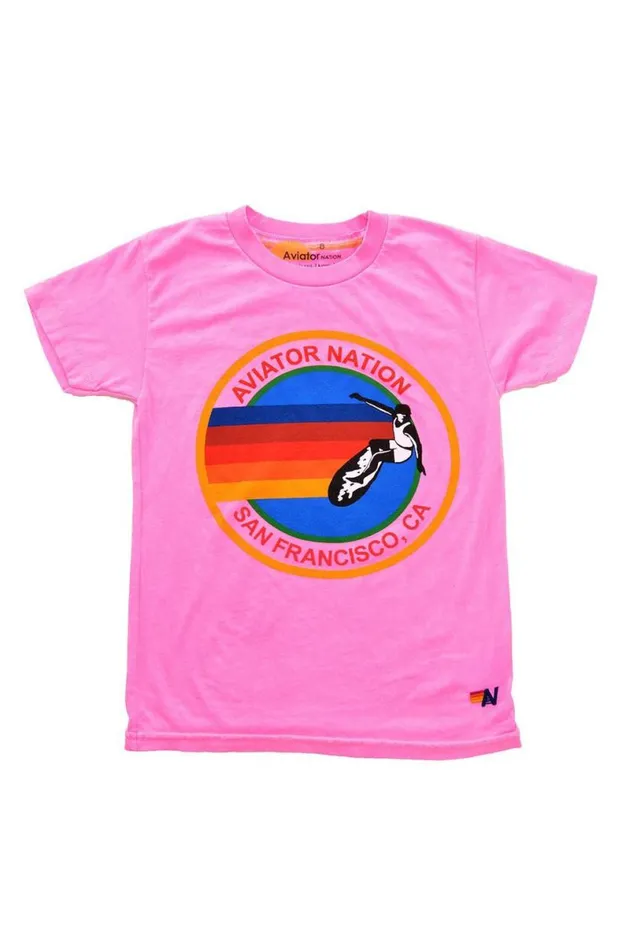 San Francisco Crew Tee 8211 Neon Pink Kids Aviator Nation Tees