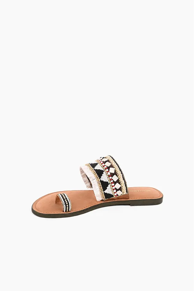 Sandals Aztec Beaded Fringe Sandals 8211 America and Beyond Women