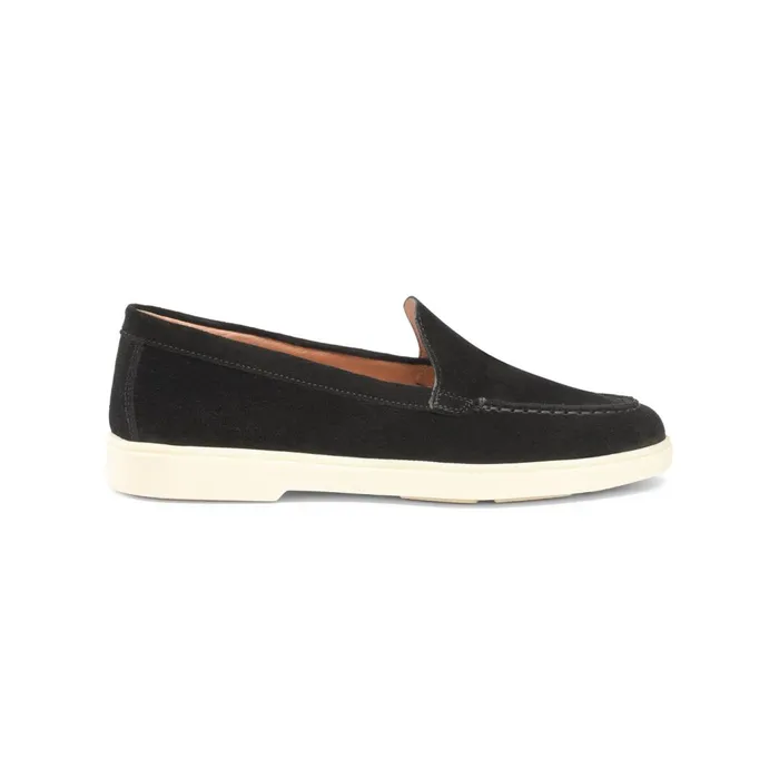 Santoni Black Suede Loafer Women Loafers
