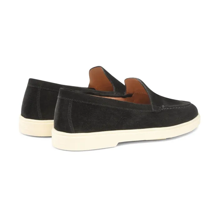 Santoni Black Suede Loafer Women Loafers