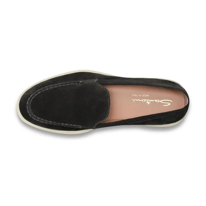 Santoni Black Suede Loafer Women Loafers