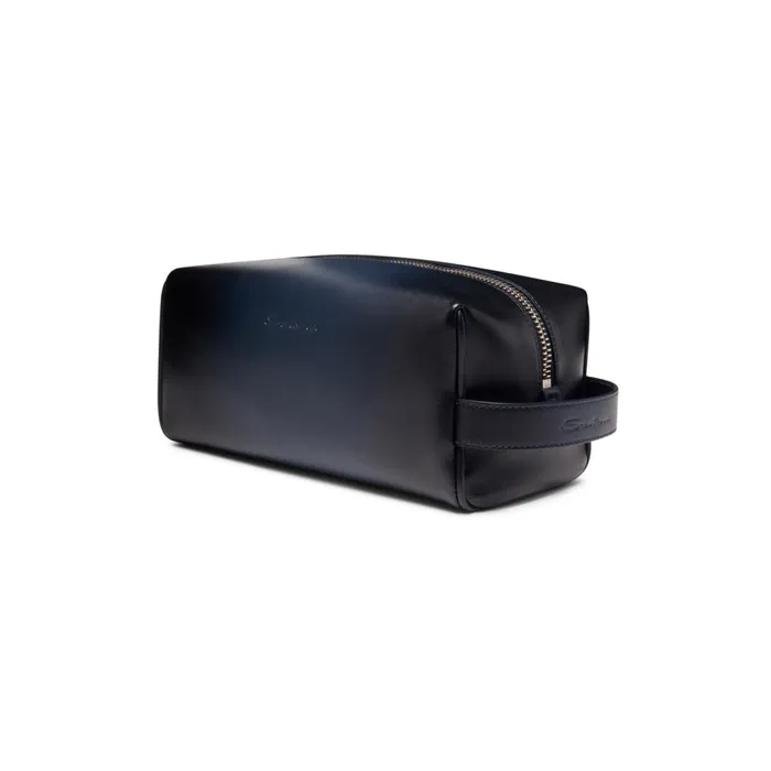 Santoni Blue Leather Pouch MenWomen Small Leather Goods