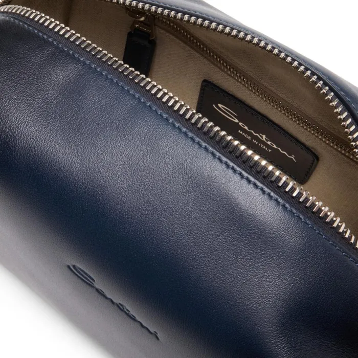Santoni Blue Leather Pouch MenWomen Small Leather Goods