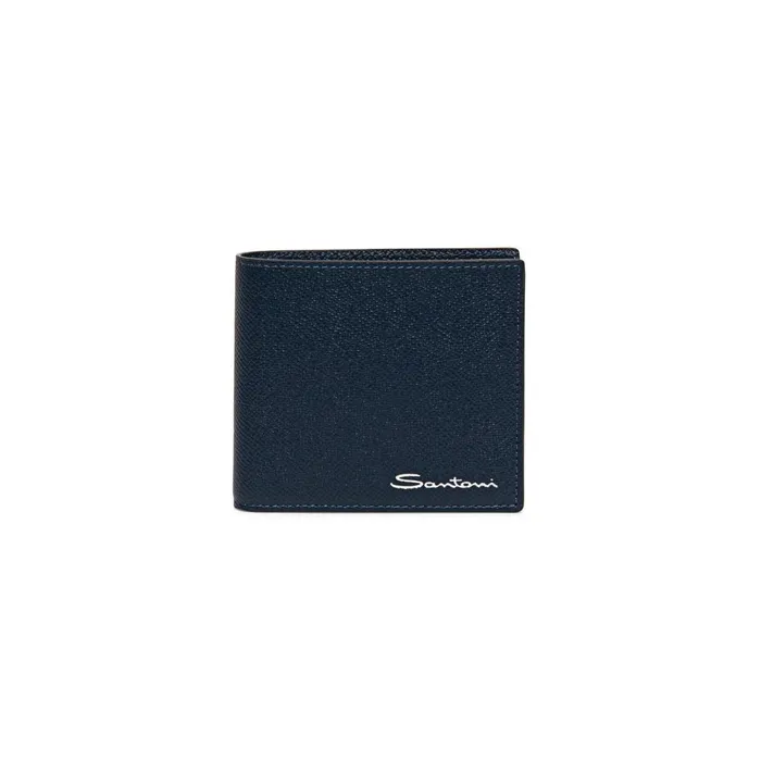 Santoni Blue Saffiano Leather Wallet With Coin Pocket MenWomen Small Leather Goods Santoni Blue Saffiano Leather Wallet With Coin Pocket MenWomen Small Leather Goods
