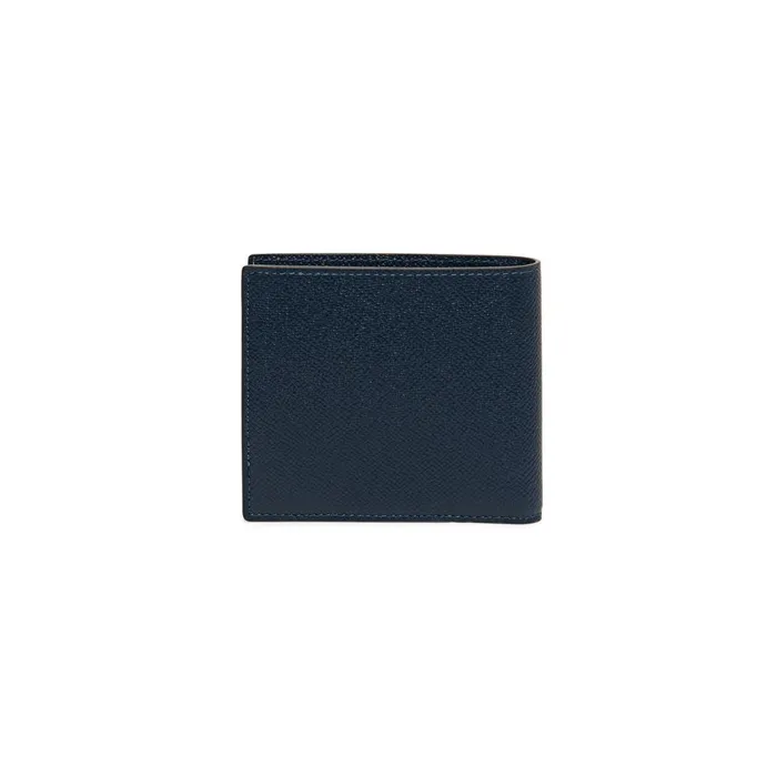 Santoni Blue Saffiano Leather Wallet With Coin Pocket MenWomen Small Leather Goods