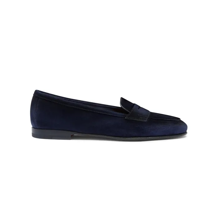 Santoni Blue Suede Carla Loafer Women Loafers