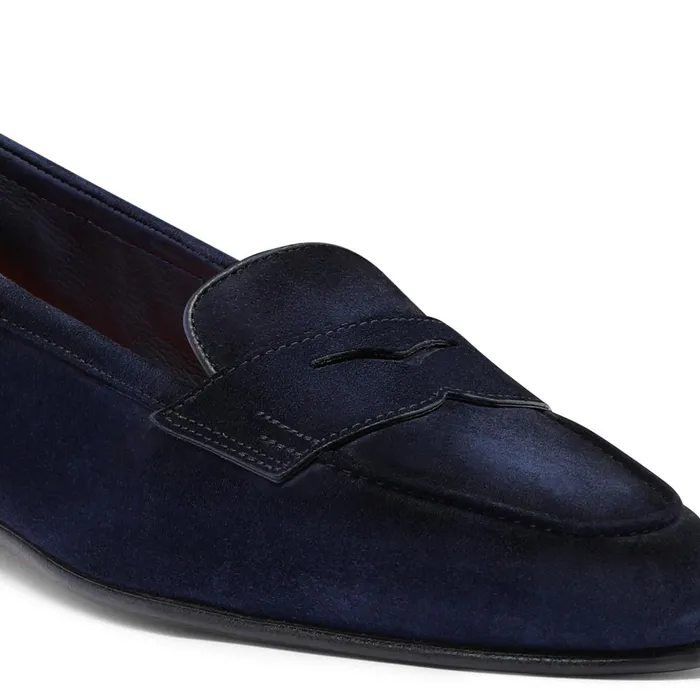 Santoni Blue Suede Carla Loafer Women Loafers