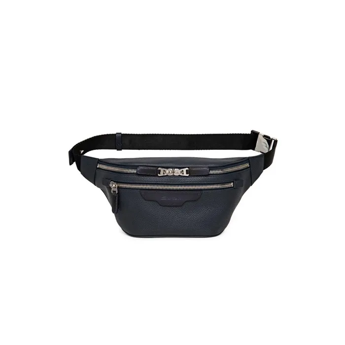 Santoni Blue Tumbled Leather Belt Bag Men Bags and Backpacks