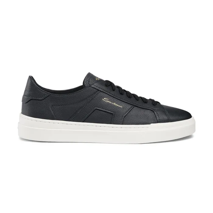 Santoni Blue Tumbled Leather Double Buckle Sneaker Men Sneakers