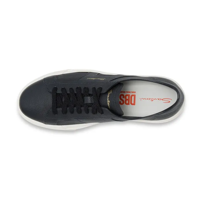 Santoni Blue Tumbled Leather Double Buckle Sneaker Men Sneakers