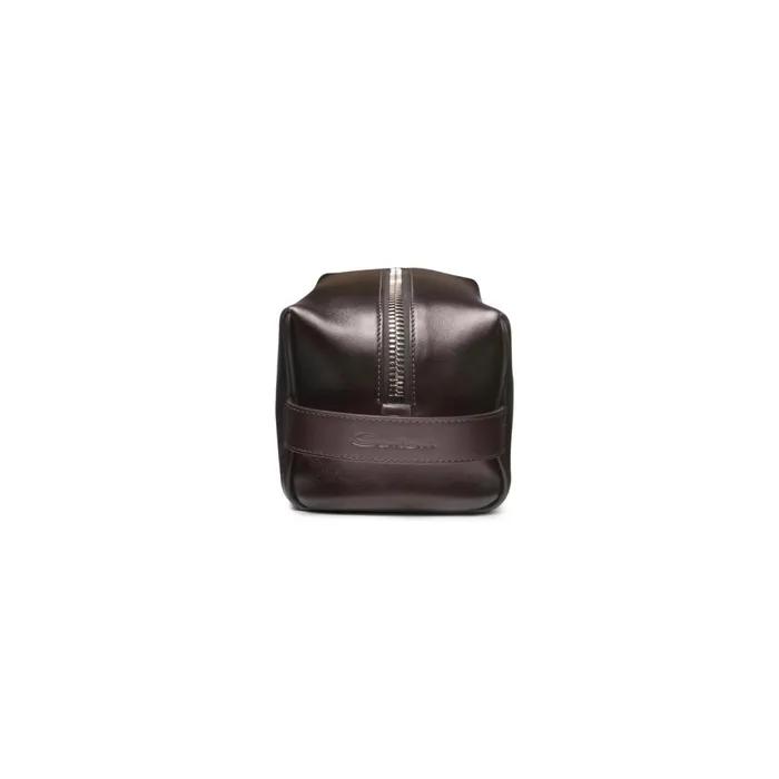 Santoni Brown Leather Pouch MenWomen Small Leather Goods