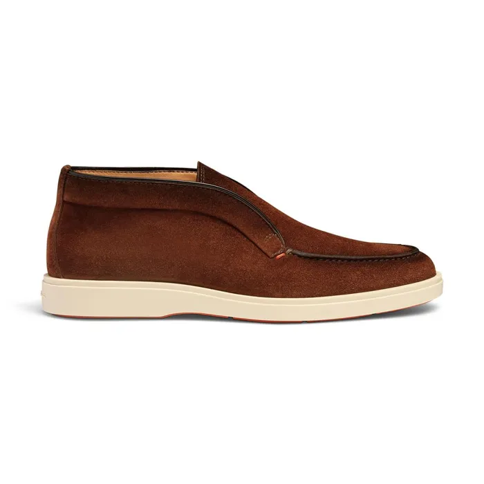 Santoni Dark Brown Suede Desert Boot Men Boots