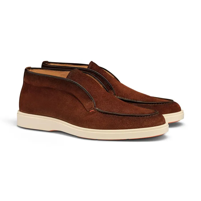 Santoni Dark Brown Suede Desert Boot Men Boots