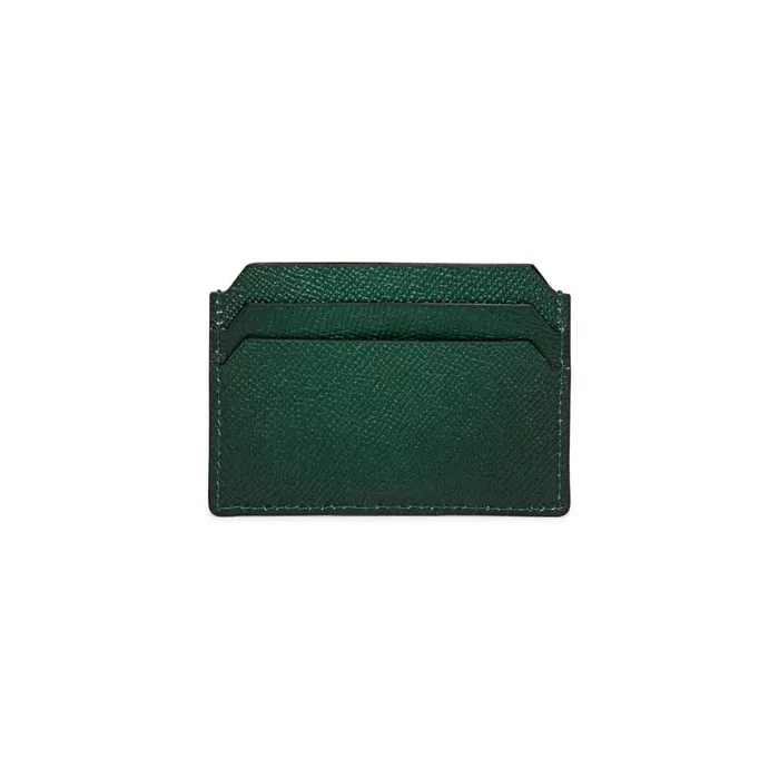 Santoni Green Saffiano Leather Credit Card Holder MenWomen Small Leather Goods