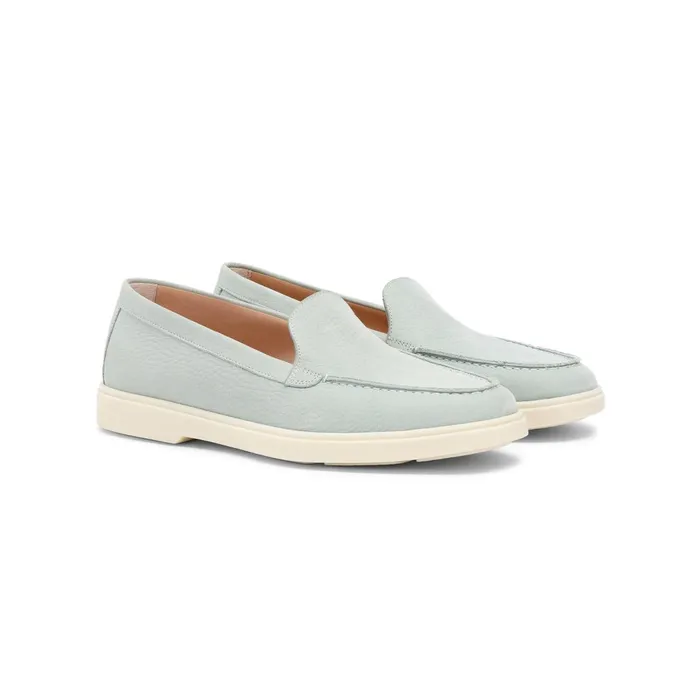 Santoni Light Blue Nubuck Loafer Women Loafers