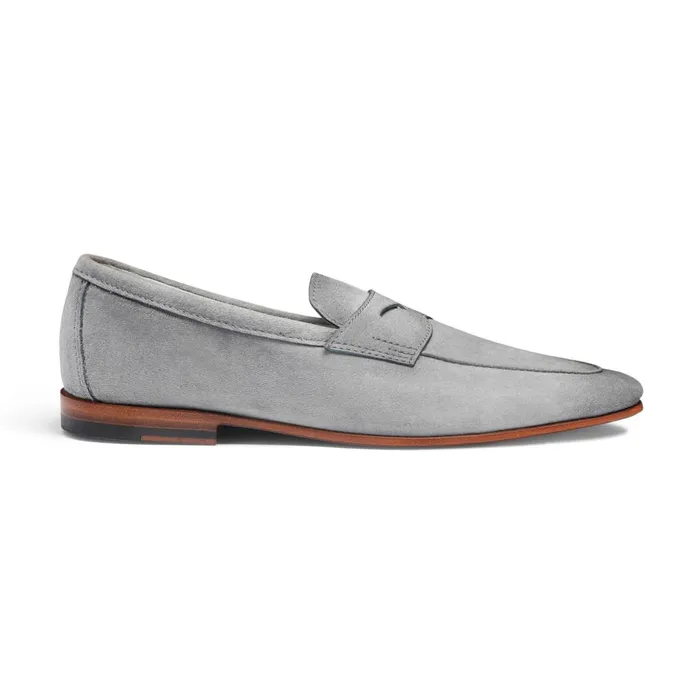 Santoni Light Blue Suede Carlo Loafer Men Loafers