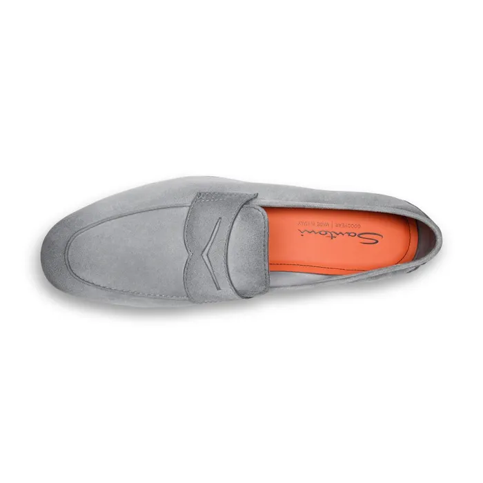 Santoni Light Blue Suede Carlo Loafer Men Loafers