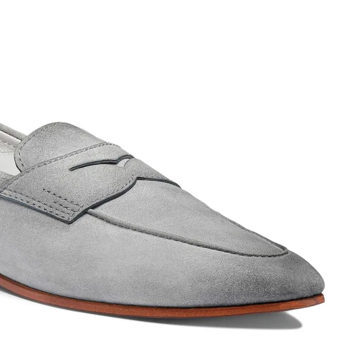 Santoni Light Blue Suede Carlo Loafer Men Loafers