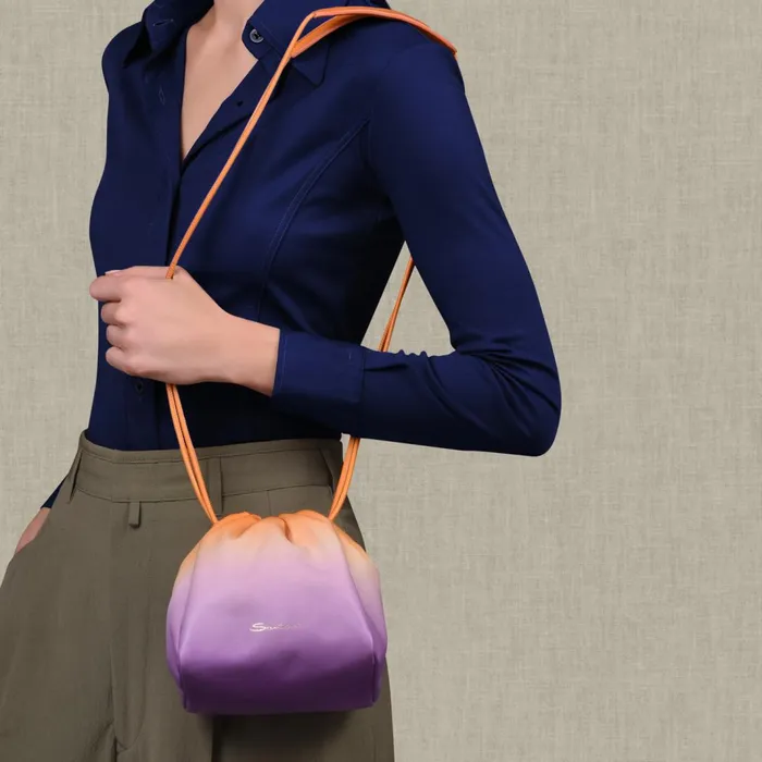 Santoni Lilac And Orange Leather Bucket Bag Women Bags