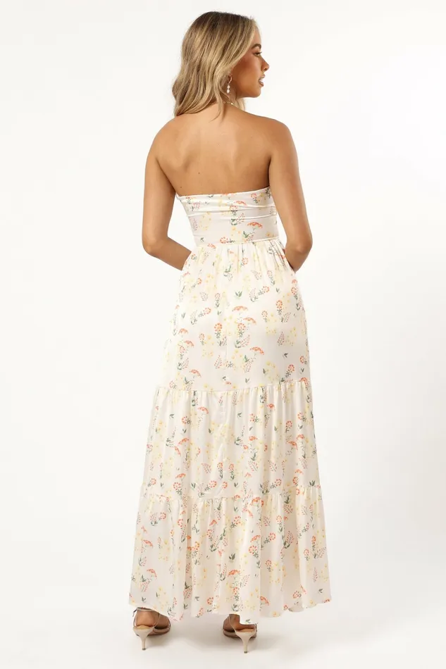 Satin Dresses Sarai Dress Yellow Floral Petal and Pup Women