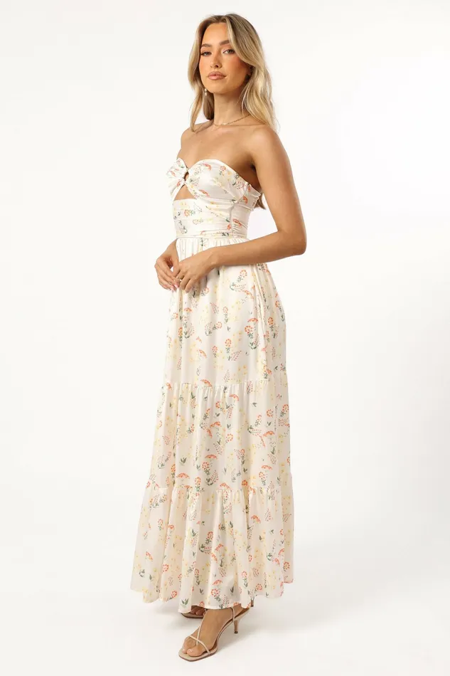 Satin Dresses Sarai Dress Yellow Floral Petal and Pup Women