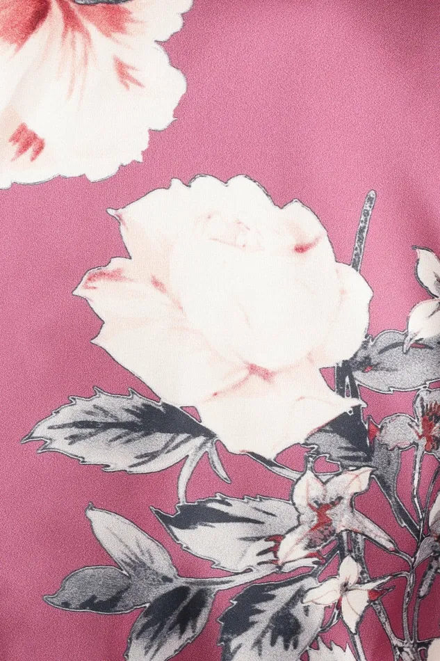 Satin Dresses Women Amarlee Maxi Dress Dark Rose Floral Petal and Pup