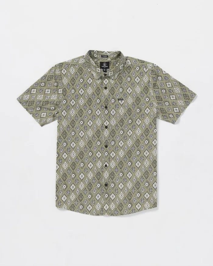 Scaler Stone Woven Short Sleeve Shirt 8211 Thyme Green Mens Volcom Shirts and Flannels