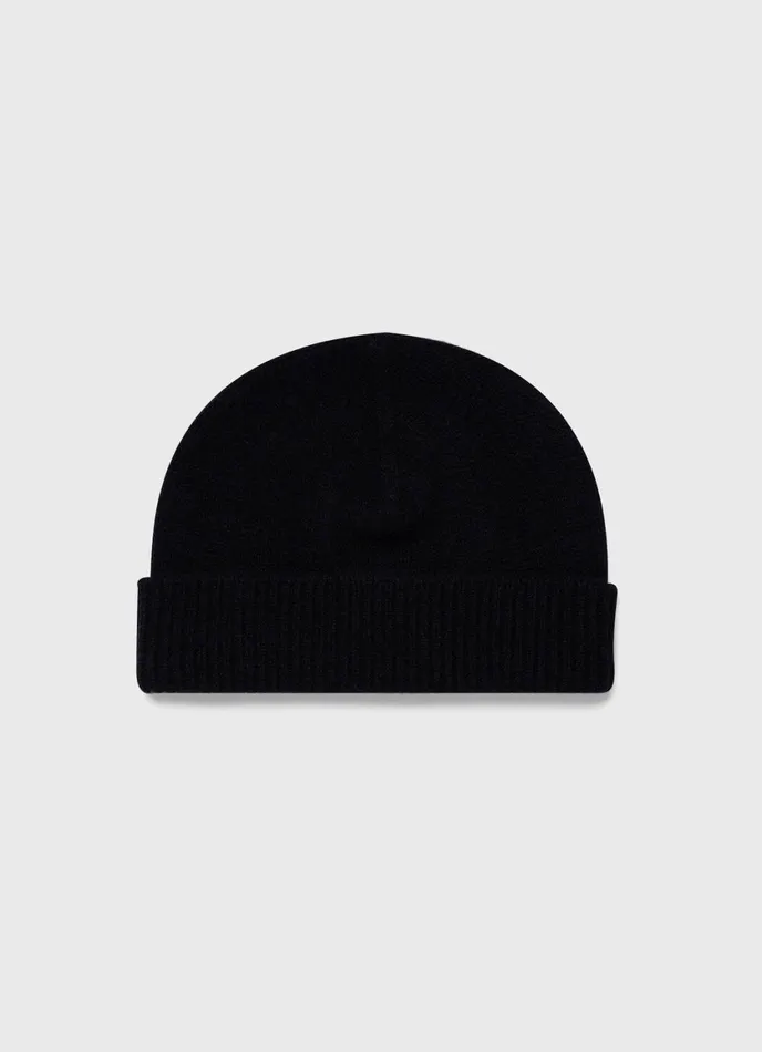 Scottish Lambswool Hat Dark Navy Mouline MenWomen SUNSPEL Hats Scarves and Gloves